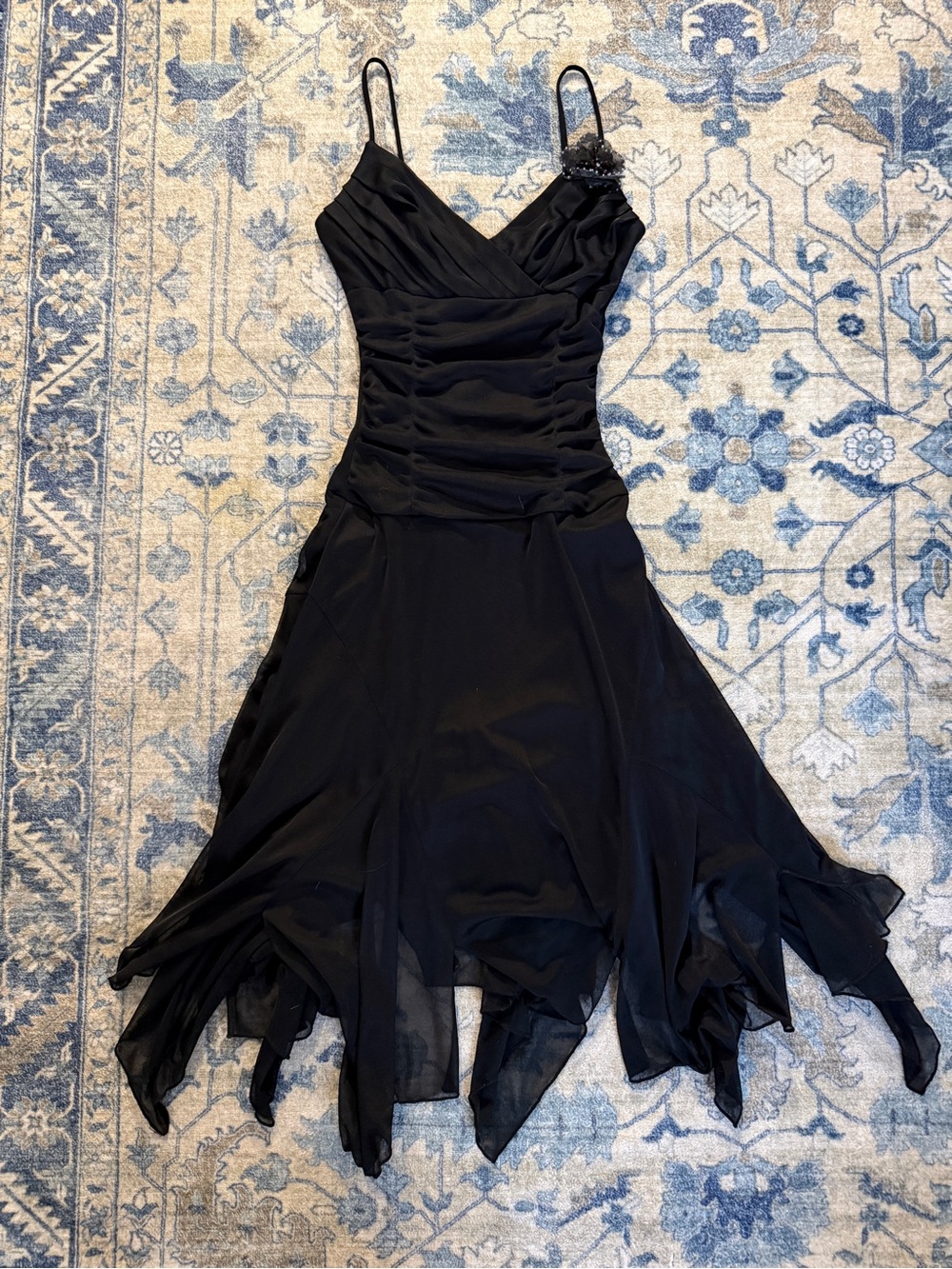 Ruby Rox Black Asymmetrical Handkerchief-Hem Dress